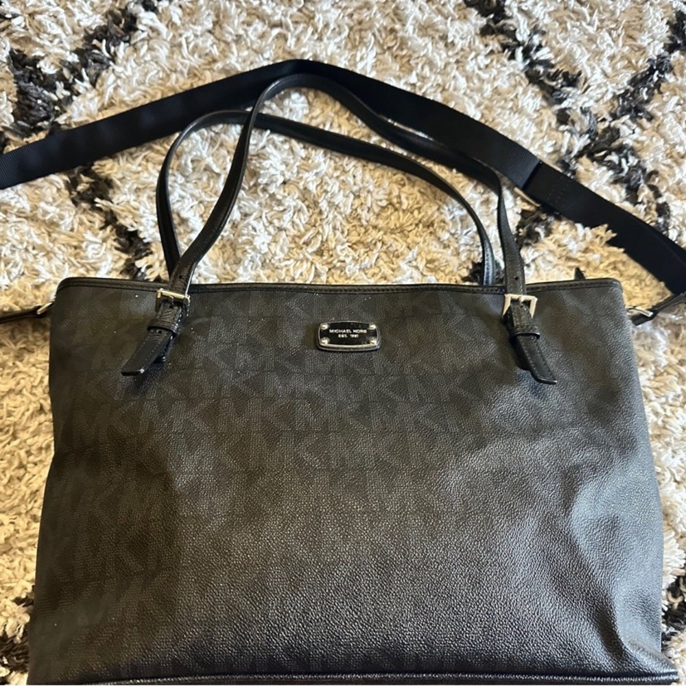 Michael Kors diaper bag black with gray logo